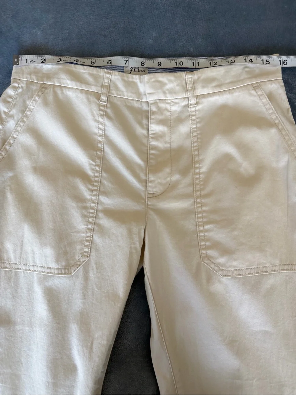 NWT Slim Boyfriend Chino Lightweight Patch-Pocket Cream Casual Pants Size 28